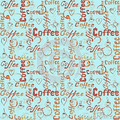 Turquoise coffee seamless pattern Stock Photo