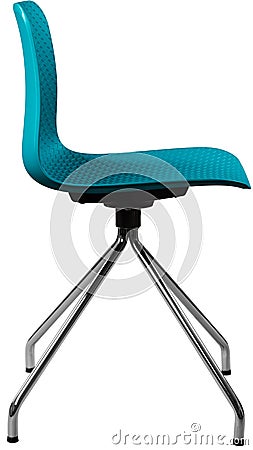 Turquoise color plastic chair, modern designer. Swivel chair isolated on white background. furniture and interior Stock Photo