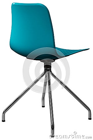 Turquoise color plastic chair, modern designer. Swivel chair isolated on white background. furniture and interior Stock Photo