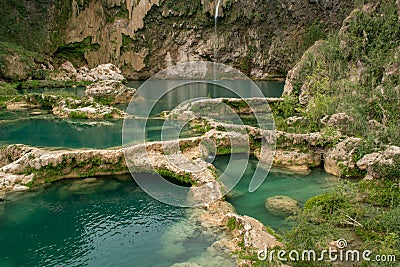 Turquoise colored water natural pools in the jungle Stock Photo