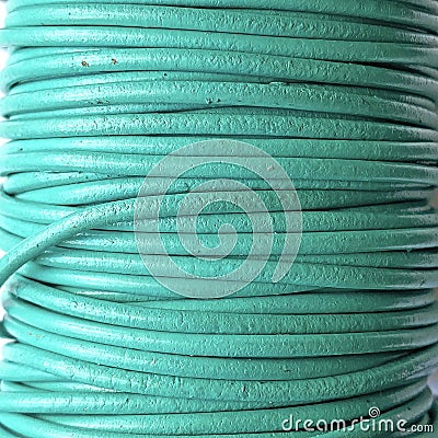 Turquoise cow leather round cord Stock Photo