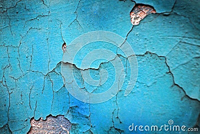 Turquoise cracked wall texture Stock Photo