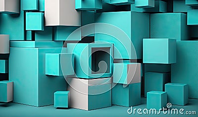 Turquoise Cube Boxes on Block Background: Perfect for Web Design. Stock Photo