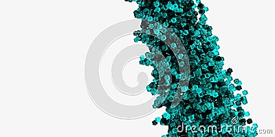 Turquoise cubes, glass material, copy space, 3d render illustration Cartoon Illustration