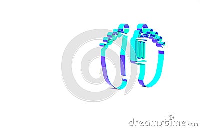 Turquoise Dead body with an identity tag attached in the feet in a morgue of a hospital icon isolated on white Cartoon Illustration
