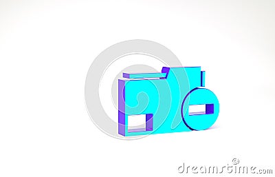 Turquoise Document folder with minus icon isolated on white background. Clear document. Remove file document. Delete Cartoon Illustration