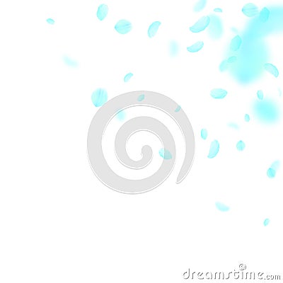 Turquoise flower petals falling down. Brilliant ro Vector Illustration