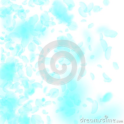 Turquoise flower petals falling down Stock Photo