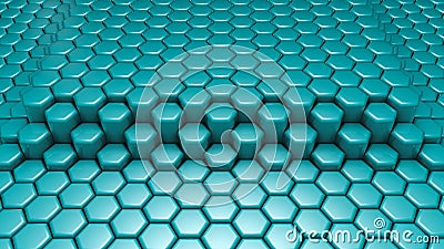 Turquoise hexagon background. 3d illustration, 3d rendering Cartoon Illustration