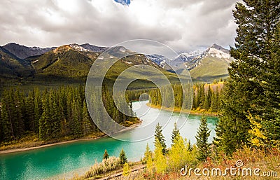 Turquoise lake in Banff National Park Alberta Canada in the summer Stock Photo