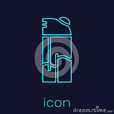 Turquoise line Lighter icon isolated on blue background. Vector Vector Illustration