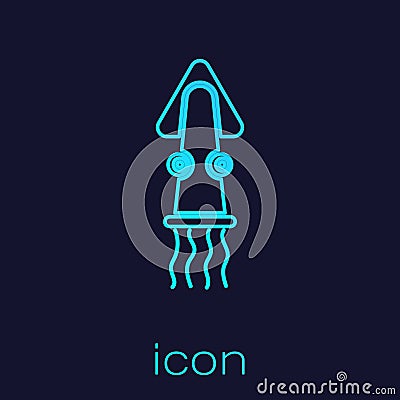 Turquoise line Octopus icon isolated on blue background. Vector. Vector Illustration