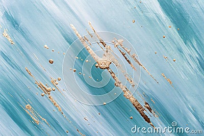 Turquoise marble background or texture with Abstract Gold potal brush strokes and stains Stock Photo