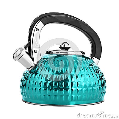 Turquoise metal teapot Stock Photo