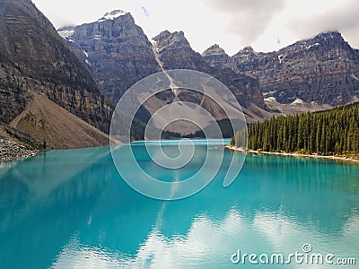 Turquoise Moraine Lake in the Summer Stock Photo