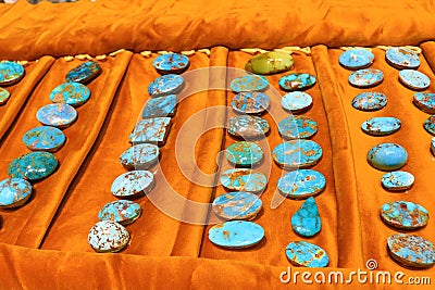 Turquoise on display at jewelry Dubai Stock Photo