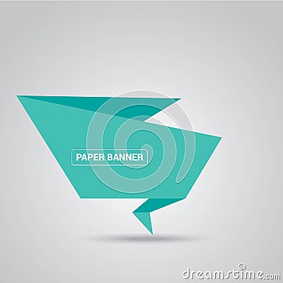 Turquoise origami paper speech bubble or banner Vector Illustration