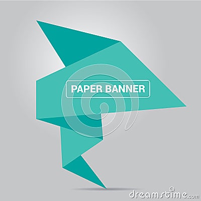 Turquoise origami paper speech bubble or banner Vector Illustration