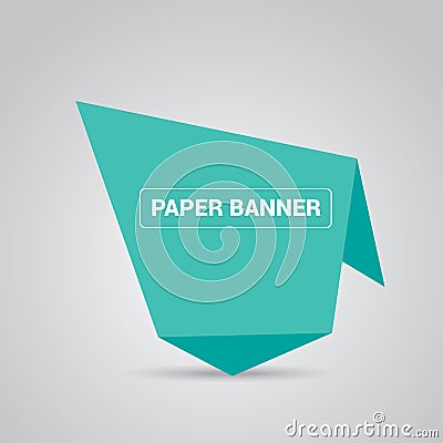 Turquoise origami paper speech bubble or banner Vector Illustration