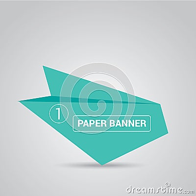 Turquoise origami paper speech bubble or banner Vector Illustration