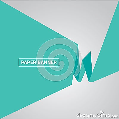 Turquoise origami paper speech bubble or banner Vector Illustration