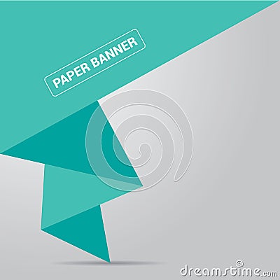 Turquoise origami paper speech bubble or banner Vector Illustration