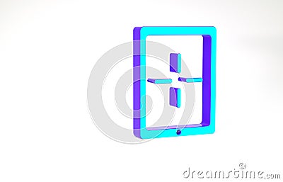 Turquoise Portable video game console icon isolated on white background. Gamepad sign. Gaming concept. Minimalism Cartoon Illustration