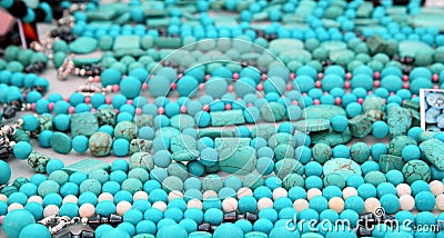 Turquoise precious stone necklace jewellery Stock Photo