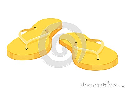 Rubber flip-flops isolated on white background, pair of thongs, flat design.Slippers for infographics and design Vector Illustration