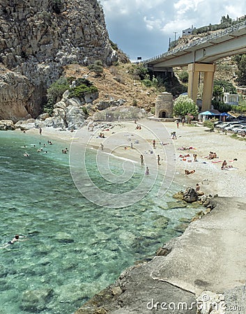 Turquoise sea between Heraklion and Rethimno, Crete Island, Greece Editorial Stock Photo