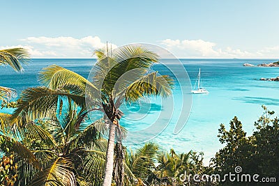 Turquoise sea in Seychelles Stock Photo