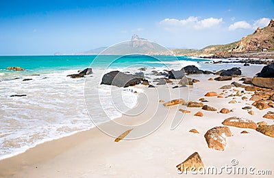 Turquoise sea white sand and rocky under sunshine very beautiful Stock Photo