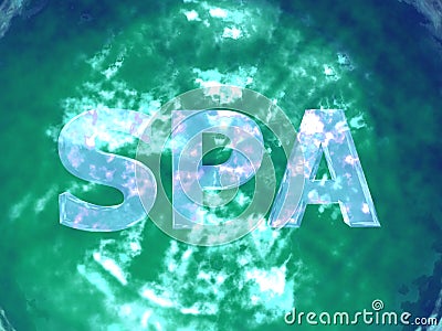 Turquoise sparkling water with SPA sign Stock Photo