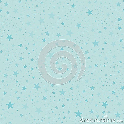 Turquoise stars pattern on light blue background. Vector Illustration