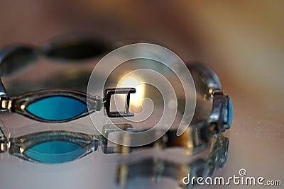 an eyepiece with a turquoise stone on top of it Stock Photo