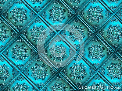 Turquoise Vintage Tiles, Texture, Background Stock Photo