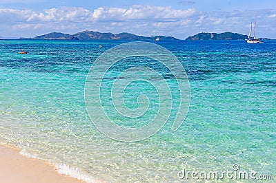 Turquoise water on Mana Island, Fiji Stock Photo