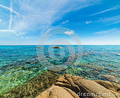 Turquoise water in Scoglio di Peppino shore Stock Photo