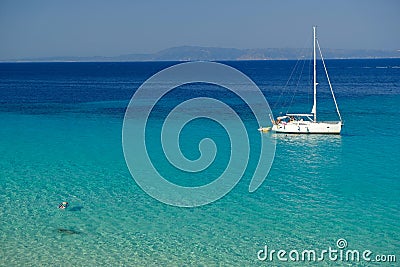 Turquoise water for a single tourist Editorial Stock Photo