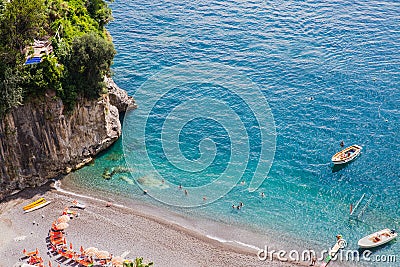Turquoise waters of Arienzo beach, near Positano, Amalfi Coast, Italy Stock Photo