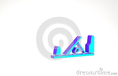 Turquoise Wood plane tool for woodworker hand crafted icon isolated on white background. Jointer plane. Minimalism Cartoon Illustration