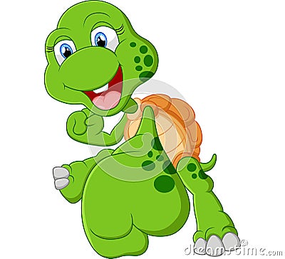 Turtle cartoon giving punch Stock Photo