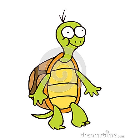 Turtle cartoon smiling funny character Vector Illustration