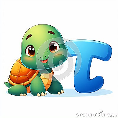 turtle clipart and letter T Stock Photo