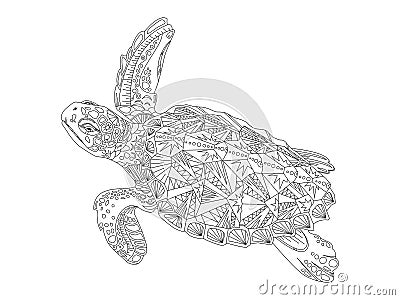 Turtle coloring book for adults vector Vector Illustration