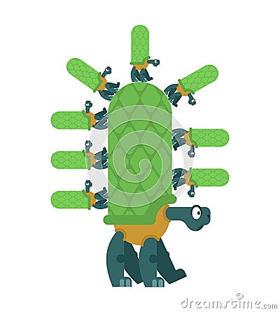 Turtle Family. kind Amphibian with high shell Vector Illustration
