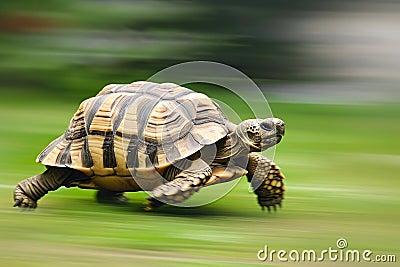 A turtle that fast runs in blur background .generative AI Stock Photo