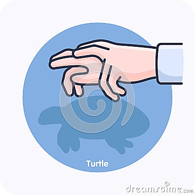 Turtle in hand shadow art Vector Illustration