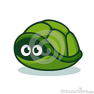 Turtle hiding in shell Vector Illustration