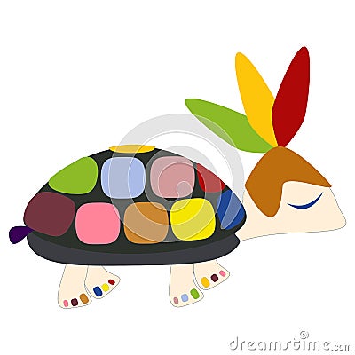 Turtle hurries to a party. Cartoon vector illustration Vector Illustration